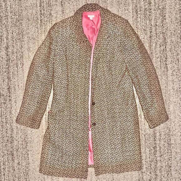 Apt. 9 Women's Plaid Wool Blend Brown Peat Coat Jacket Size 14 - Picture 1 of 10